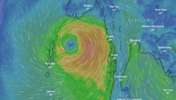 ‘அசானி’ புயல் நகர்வதை காட்டும் செயற்கைகோள் புகைப்படம்.