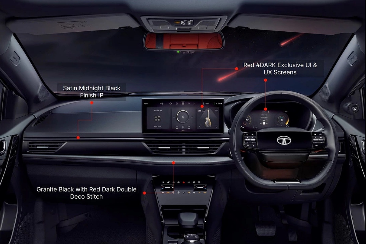 tata nexon ev red dark interior